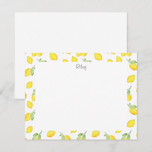 Waterverf Lemons Patroon Notitiekaartje (Voorkant / Achterkant)