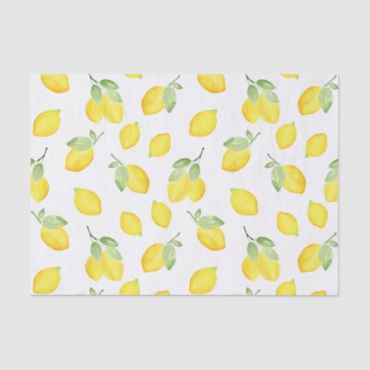 Waterverf Lemons Patroon Tissuepapier (Voorkant)