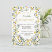 Waterverf Lemons Peacock Verjaardag Kaart (Staand voorkant)