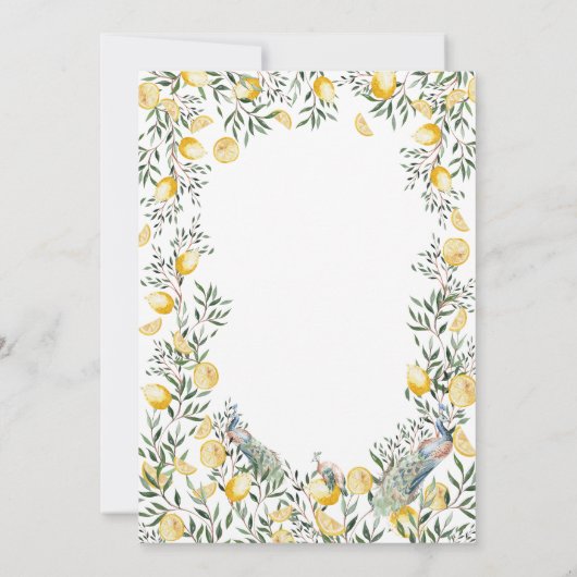 Waterverf Lemons Peacock Verjaardag Kaart (Achterkant)