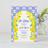 Waterverf Lemons Positano Amalfi Tegel Baby shower Kaart (Staand voorkant)