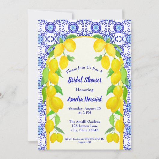 Waterverf Lemons Positano Amalfi Vrijgezellenfeest Kaart (Voorkant)