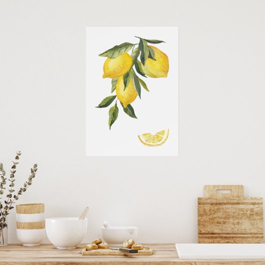 Waterverf Lemons Poster (Keuken)