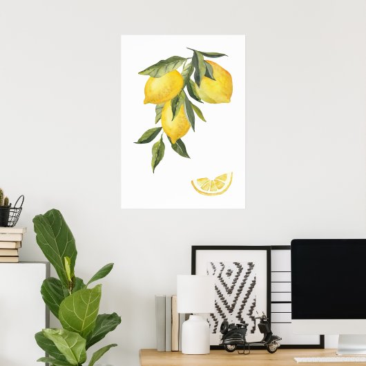Waterverf Lemons Poster (Thuiskantoor)