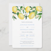 Waterverf Lemons Powder Blue Accents Weddenschap Kaart (Voorkant)