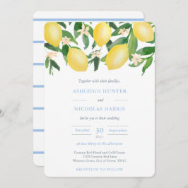 Waterverf Lemons Powder Blue Accents Weddenschap Kaart