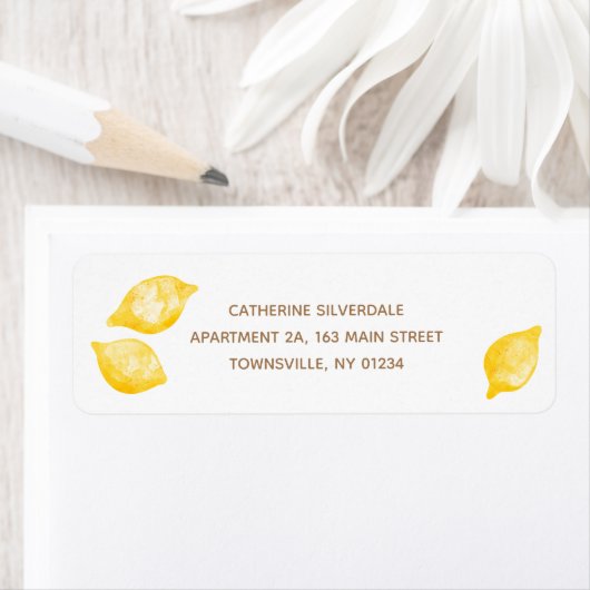 Waterverf Lemons Retouradreslabel Etiket (Insitu)
