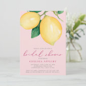 Waterverf Lemons & Roze Vrijgezellenfeest Kaart (Staand voorkant)