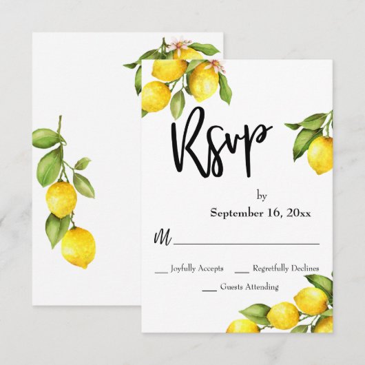 Waterverf Lemons RSVP Typografie (Voorkant / Achterkant)