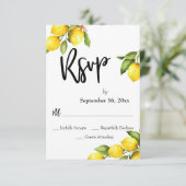 Waterverf Lemons RSVP Typografie Kaartje (Staand voorkant)