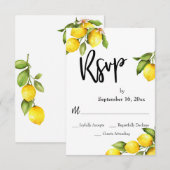 Waterverf Lemons RSVP Typografie Kaartje (Voorkant / Achterkant)