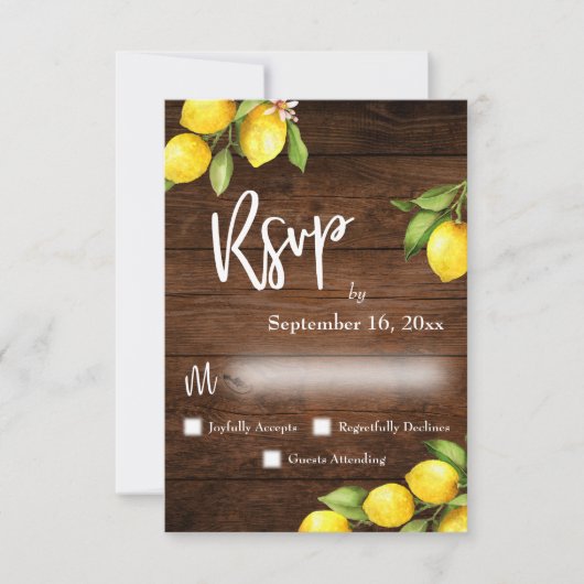 Waterverf Lemons RSVP Typografie Rustiek Hout (Voorkant)