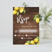 Waterverf Lemons RSVP Typografie Rustiek Hout Kaartje (Staand voorkant)