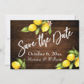 Waterverf Lemons Rustic Wood Save the Date Script (Voorkant)