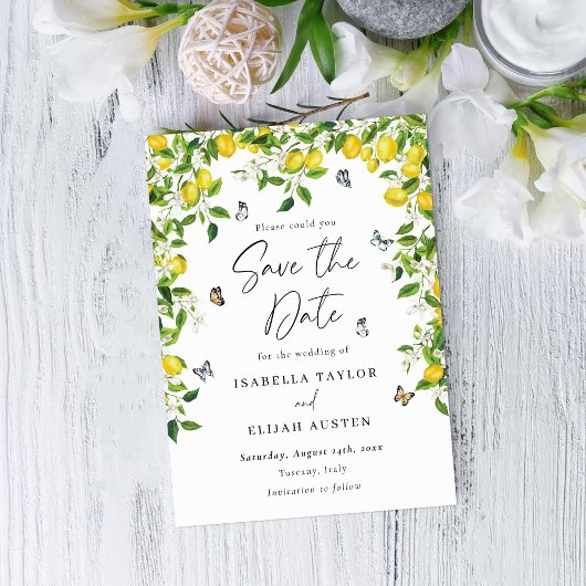 Waterverf Lemons Save The Date