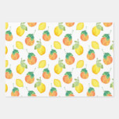 Waterverf Lemons & Sinaasappels Patroon Inpakpapier Vel (Voorkant 2)