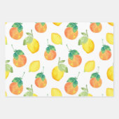 Waterverf Lemons & Sinaasappels Patroon Inpakpapier Vel (Voorkant)