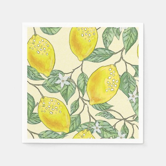 Waterverf Lemons Summer Pattern Servet (Voorkant)