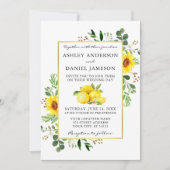 Waterverf Lemons Sunflower Greenery Wedding Kaart (Voorkant)
