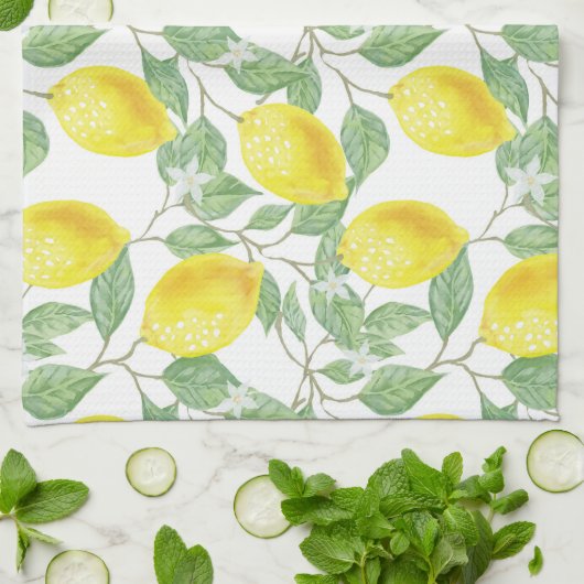 Waterverf Lemons Theedoek (Gevouwen)