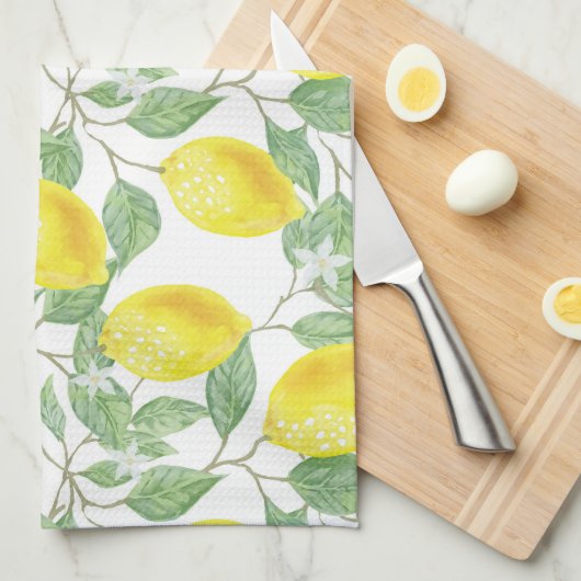 Waterverf Lemons Theedoek (Quarter Fold)