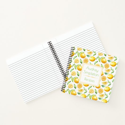 Waterverf Lemons verlaten vierkant recept boek | (Binnen)