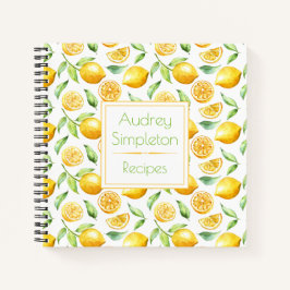 Waterverf Lemons verlaten vierkant recept boek |