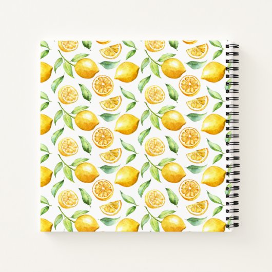 Waterverf Lemons verlaten vierkant recept boek | (Achterkant)