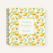 Waterverf Lemons verlaten vierkant recept boek | (Voorkant)