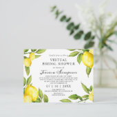 Waterverf Lemons Virtual Bridal Shower-uitnodiging Briefkaart (Staand voorkant)