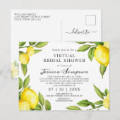 Waterverf Lemons Virtual Bridal Shower-uitnodiging Briefkaart (Voorkant / Achterkant)