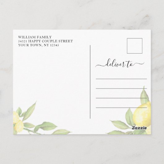 Waterverf Lemons Virtual Bridal Shower-uitnodiging Briefkaart (Achterkant)