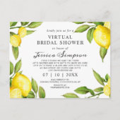 Waterverf Lemons Virtual Bridal Shower-uitnodiging Briefkaart (Voorkant)