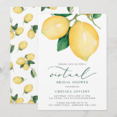 Waterverf Lemons Virtual Bridal Shower-uitnodiging Kaart (Voorkant / Achterkant)