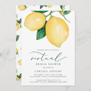 Waterverf Lemons Virtual Bridal Shower-uitnodiging Kaart