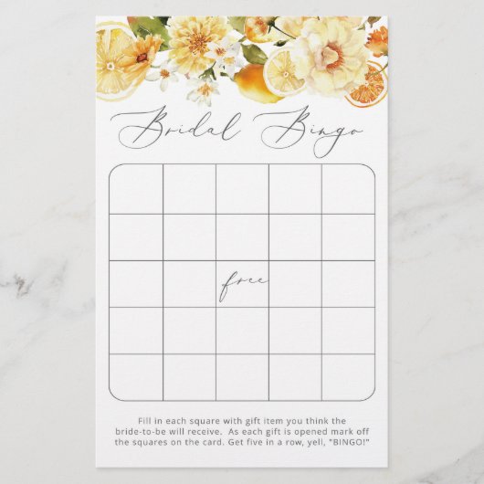 Waterverf lemons vrijgezellenfeest bingo (Voorkant)