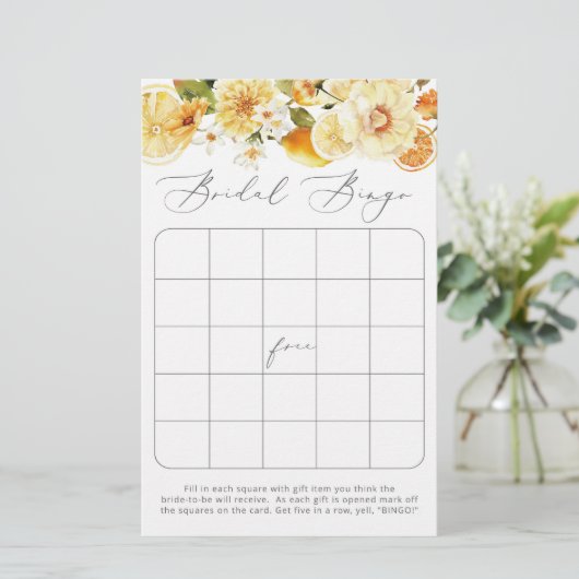 Waterverf lemons vrijgezellenfeest bingo (Staand voorkant)