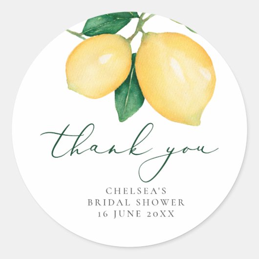 Waterverf Lemons Vrijgezellenfeest Hartelijk dank Ronde Sticker (Voorkant)