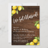 Waterverf Lemons We zijn getrouwd met Rustige Hout Kaart (Voorkant)