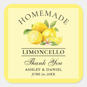 Waterverf Lemons Wedding Bedankt Limoncello Geel Vierkante Sticker