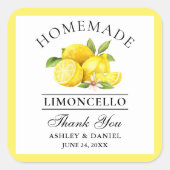Waterverf Lemons Wedding Bedankt Limoncello Vierkante Sticker (Voorkant)