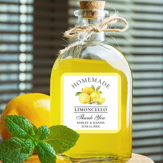Waterverf Lemons Wedding Bedankt Limoncello Vierkante Sticker
