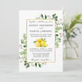 Waterverf Lemons Wedding Botanical Greenery Kaart (Staand voorkant)
