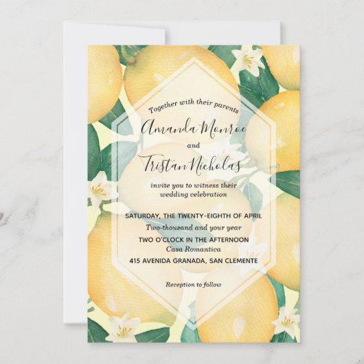 Waterverf Lemons Wedding Invitations (Voorkant)
