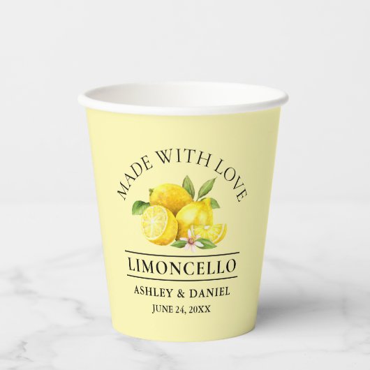 Waterverf Lemons Wedding Limoncello Love Papieren Bekers (Voorkant)