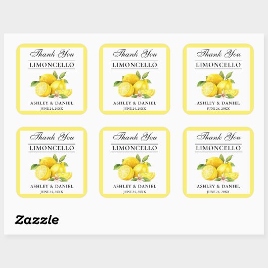 Waterverf Lemons Wedding Limoncello Vierkante Sticker (Vel)