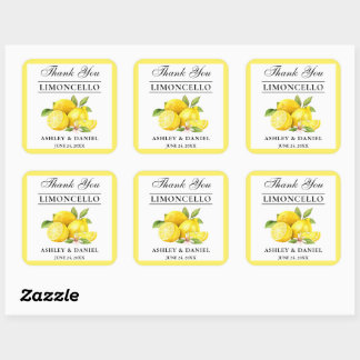 Waterverf Lemons Wedding Limoncello Vierkante Sticker