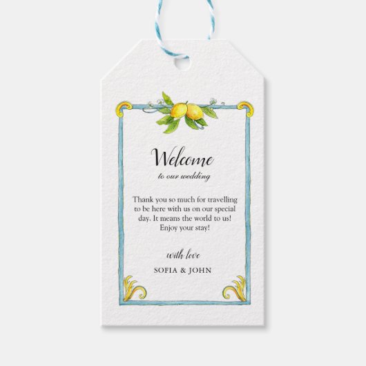 Waterverf Lemons Wedding Welkomstlabels Cadeaulabel (Voorkant)