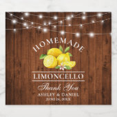 Waterverf Lemons Wood String Lights Limoncello Likeurfles Etiket (Enkel label)