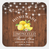 Waterverf Lemons Wood String Lights Limoncello Vierkante Sticker (Voorkant)